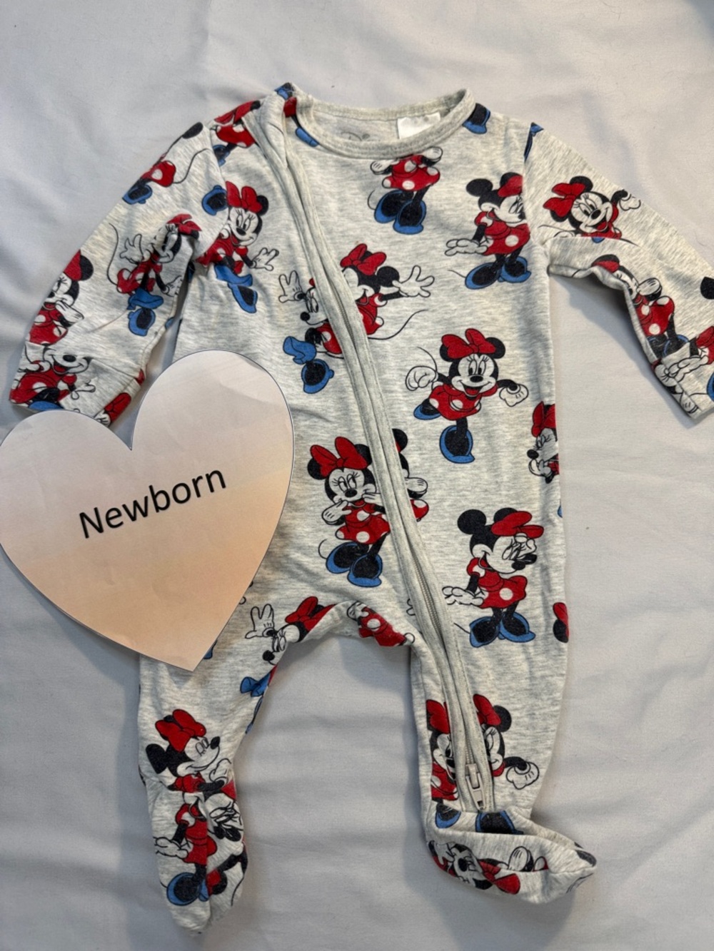 Disney - Minnie Mouse - long sleeve convertible footed newborn sleeper/romper.